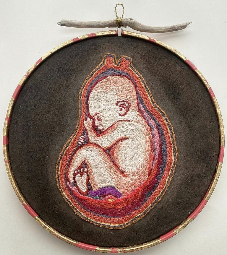 Hand Stitched Embroidery 26cm Diameter